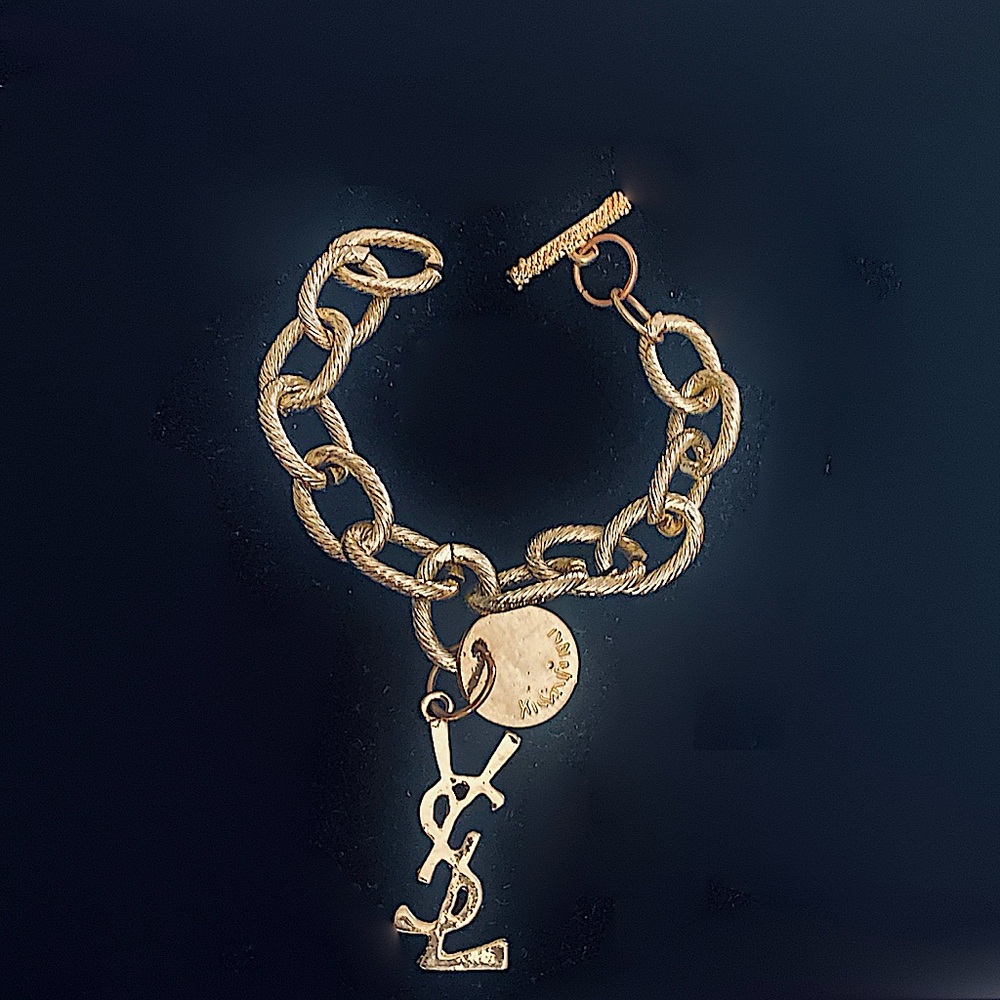 Yves Saint Laurent Gold Logo Link Bracelet